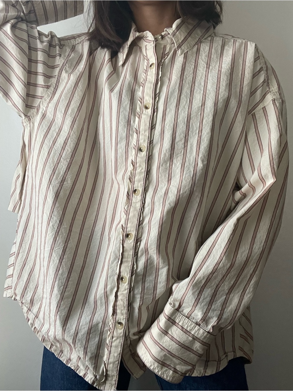 We the Free varsity vibes oversized button up shirt